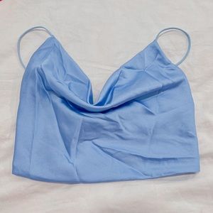 Missy Empire Blue Silk Top